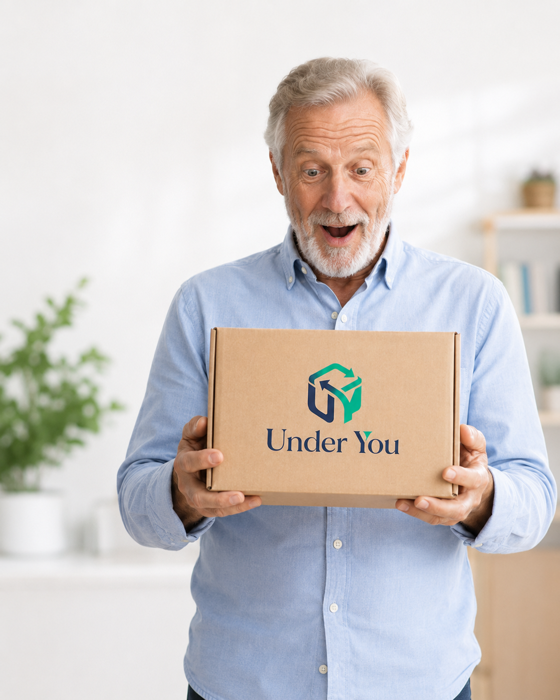 Happy customer receiving Under You package